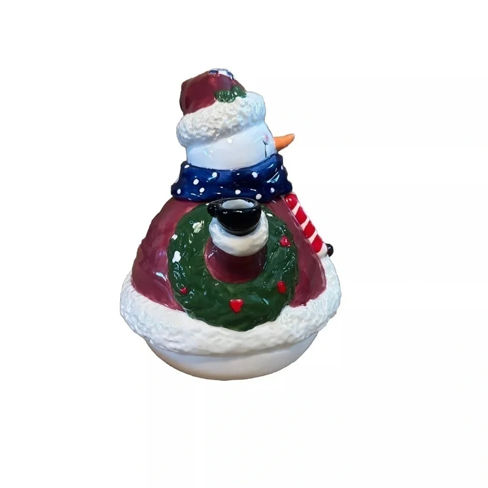 Vintage Dicksons Christmas Snowman Ceramic Teapot “Jesus Loves You Snow Much”